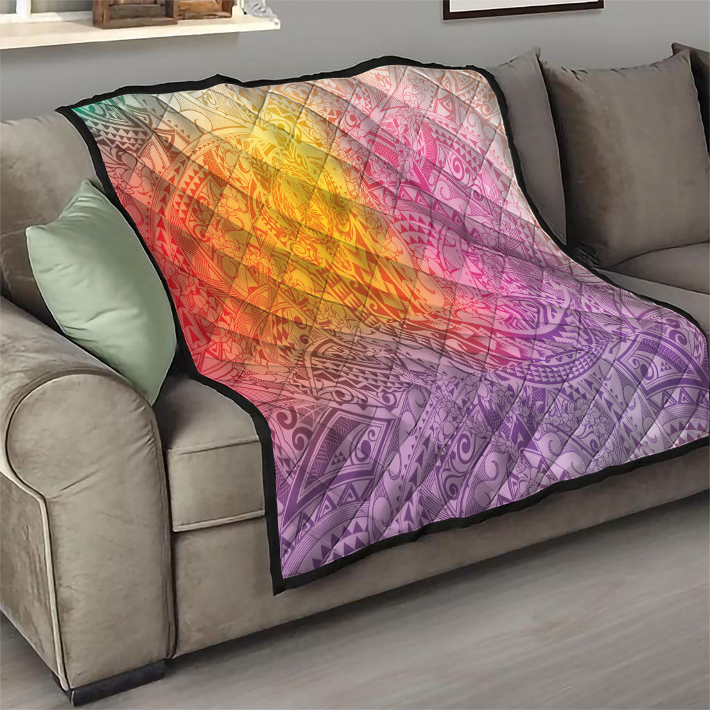 Hawaiian Turtles and Leis Quilt Tribal Kakau Pattern Magical Rainbow Sky LT03 - Polynesian Pride