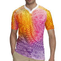Hawaiian Turtles and Leis Rugby Jersey Tribal Kakau Pattern Magical Rainbow Sky LT03 - Polynesian Pride
