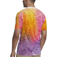 Hawaiian Turtles and Leis Rugby Jersey Tribal Kakau Pattern Magical Rainbow Sky LT03 - Polynesian Pride
