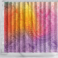 Hawaiian Turtles and Leis Shower Curtain Tribal Kakau Pattern Magical Rainbow Sky LT03 - Polynesian Pride