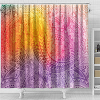 Hawaiian Turtles and Leis Shower Curtain Tribal Kakau Pattern Magical Rainbow Sky LT03 - Polynesian Pride