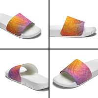 Hawaiian Turtles and Leis Slide Sandals Tribal Kakau Pattern Magical Rainbow Sky LT03 - Polynesian Pride