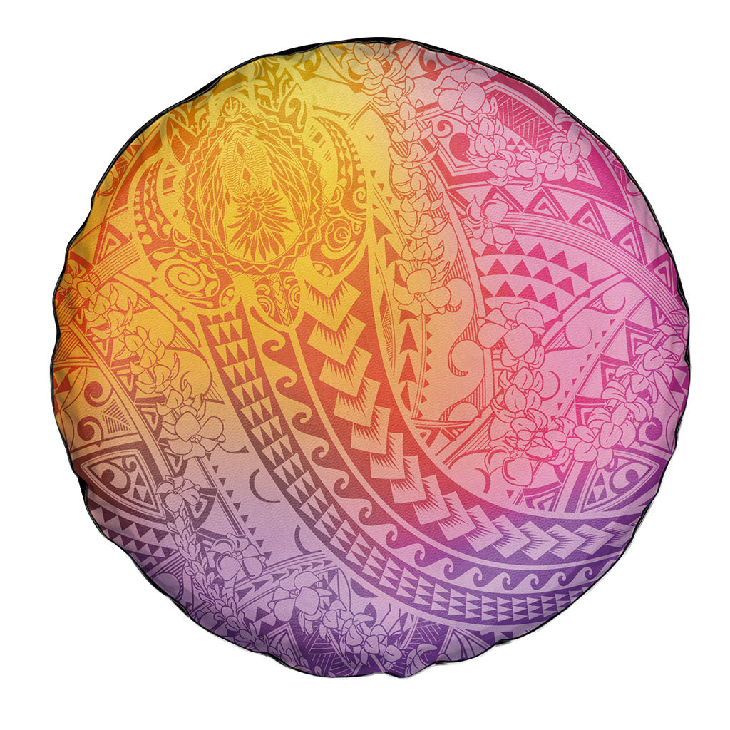 Hawaiian Turtles and Leis Spare Tire Cover Tribal Kakau Pattern Magical Rainbow Sky LT03 - Polynesian Pride