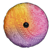 Hawaiian Turtles and Leis Spare Tire Cover Tribal Kakau Pattern Magical Rainbow Sky LT03 - Polynesian Pride