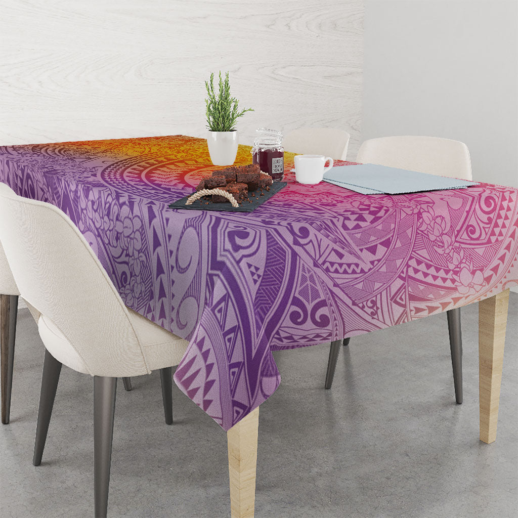Hawaiian Turtles and Leis Tablecloth Tribal Kakau Pattern Magical Rainbow Sky LT03 - Polynesian Pride