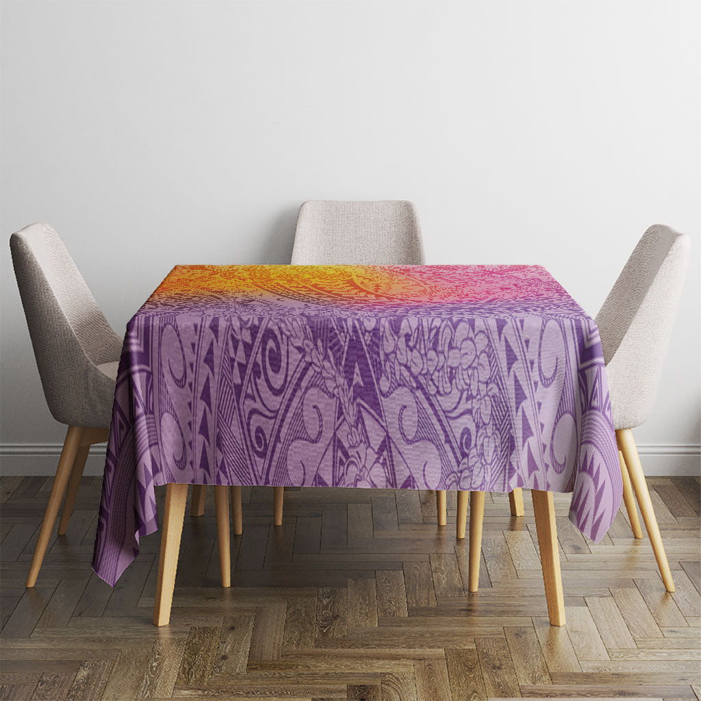 Hawaiian Turtles and Leis Tablecloth Tribal Kakau Pattern Magical Rainbow Sky LT03 - Polynesian Pride