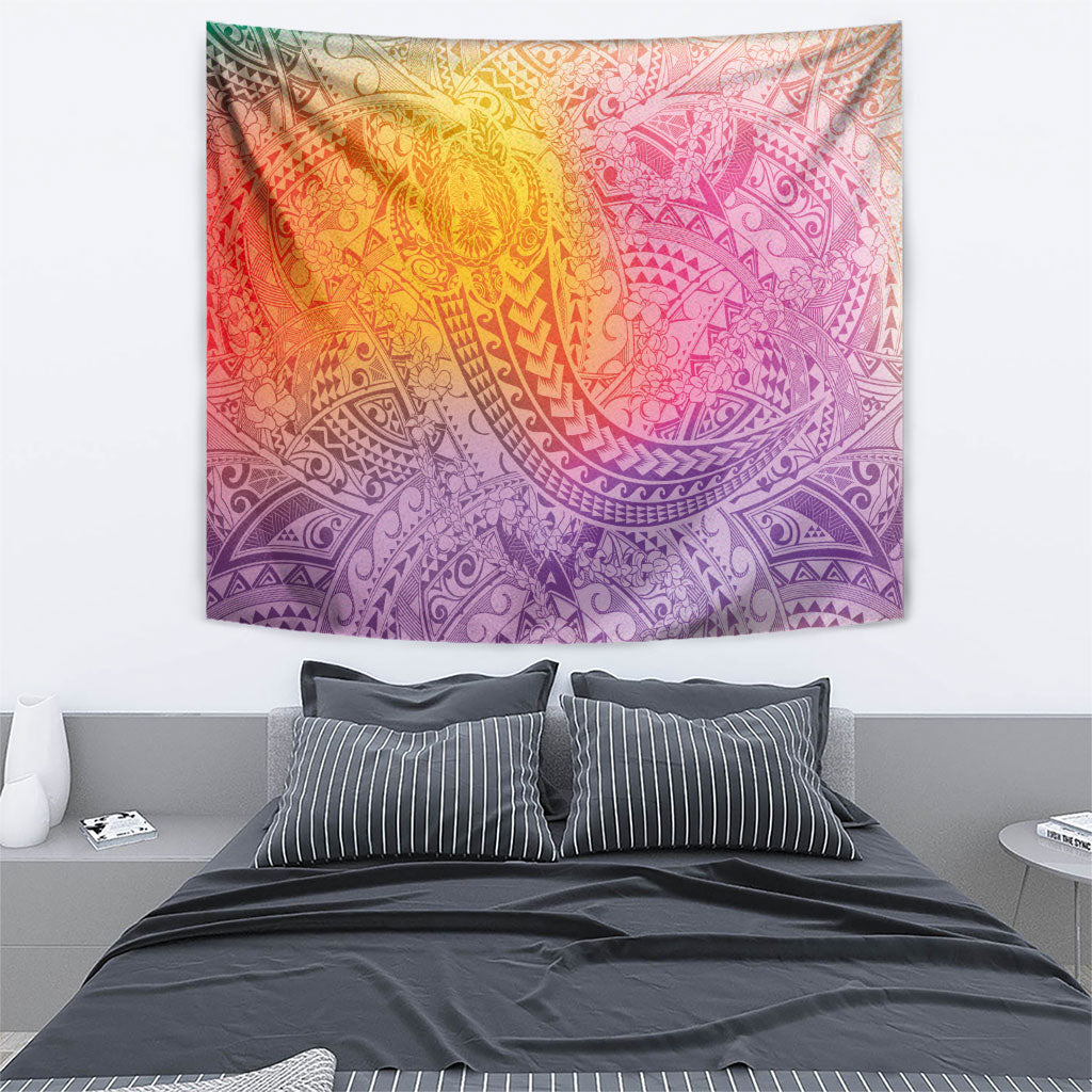 Hawaiian Turtles and Leis Tapestry Tribal Kakau Pattern Magical Rainbow Sky LT03 - Polynesian Pride