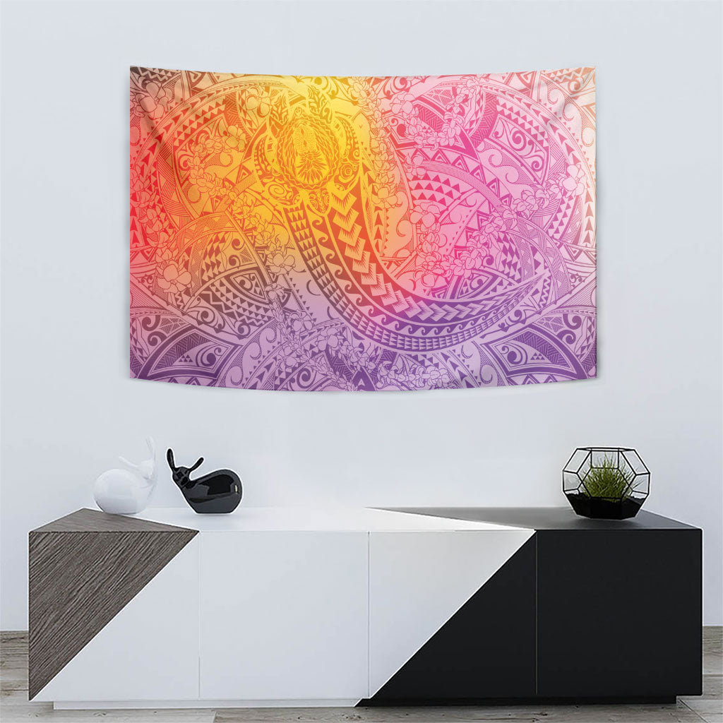 Hawaiian Turtles and Leis Tapestry Tribal Kakau Pattern Magical Rainbow Sky LT03 - Polynesian Pride
