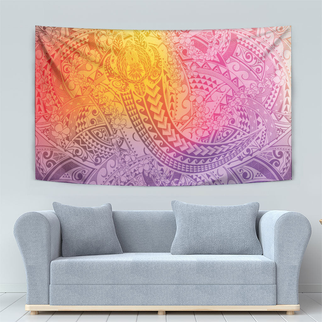 Hawaiian Turtles and Leis Tapestry Tribal Kakau Pattern Magical Rainbow Sky LT03 - Polynesian Pride