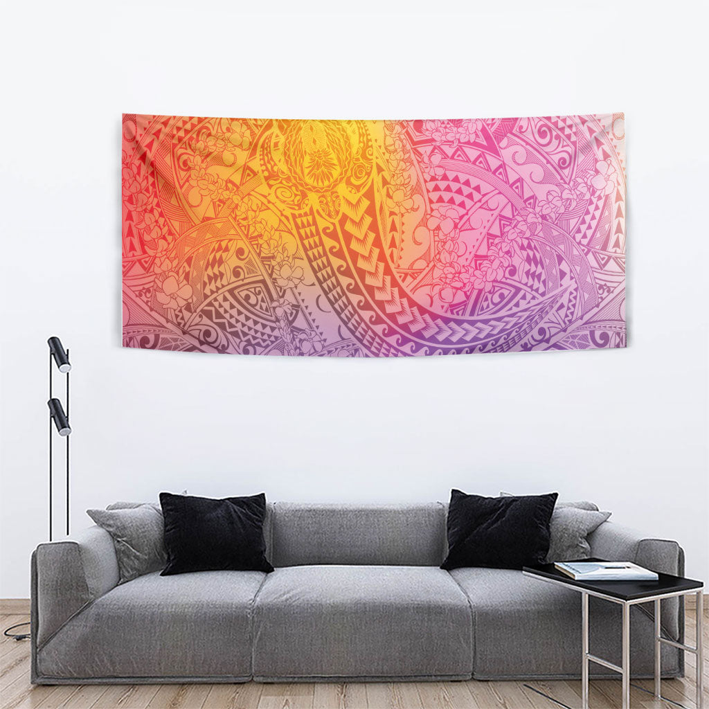 Hawaiian Turtles and Leis Tapestry Tribal Kakau Pattern Magical Rainbow Sky LT03 - Polynesian Pride