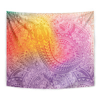 Hawaiian Turtles and Leis Tapestry Tribal Kakau Pattern Magical Rainbow Sky LT03 - Polynesian Pride
