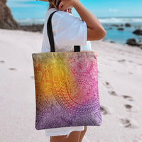 Hawaiian Turtles and Leis Tote Bag Tribal Kakau Pattern Magical Rainbow Sky LT03 - Polynesian Pride