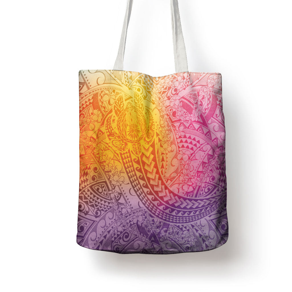 Hawaiian Turtles and Leis Tote Bag Tribal Kakau Pattern Magical Rainbow Sky LT03 - Polynesian Pride