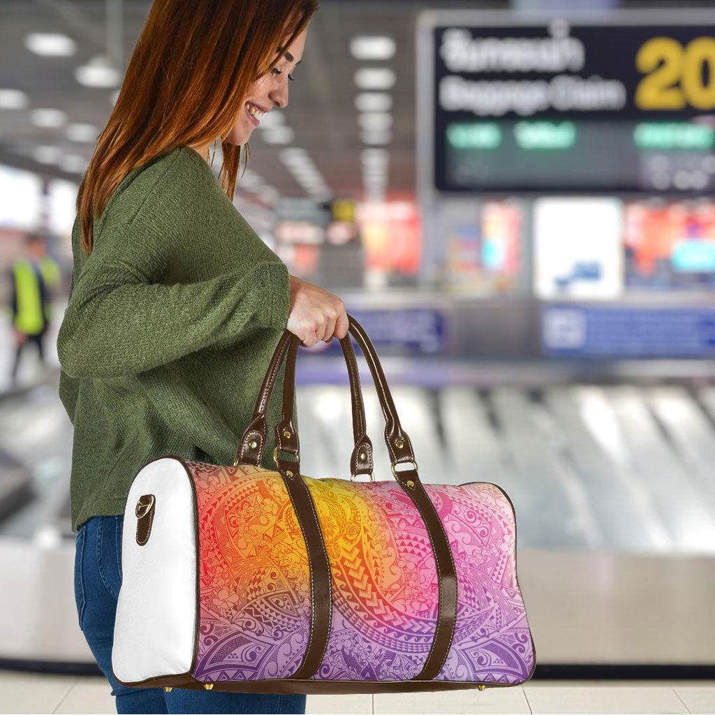 Hawaiian Turtles and Leis Travel Bag Tribal Kakau Pattern Magical Rainbow Sky LT03 - Polynesian Pride