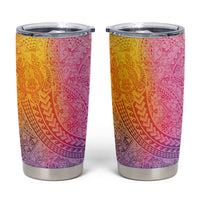 Hawaiian Turtles and Leis Tumbler Cup Tribal Kakau Pattern Magical Rainbow Sky LT03 Multicolor - Polynesian Pride