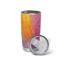 Hawaiian Turtles and Leis Tumbler Cup Tribal Kakau Pattern Magical Rainbow Sky LT03 - Polynesian Pride