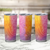 Hawaiian Turtles and Leis Tumbler Cup Tribal Kakau Pattern Magical Rainbow Sky LT03 - Polynesian Pride
