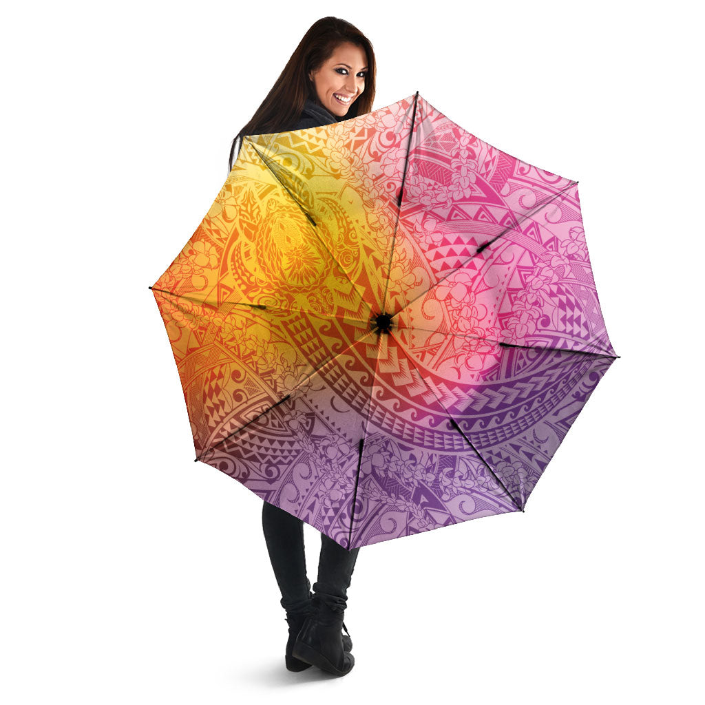 Hawaiian Turtles and Leis Umbrella Tribal Kakau Pattern Magical Rainbow Sky LT03 - Polynesian Pride