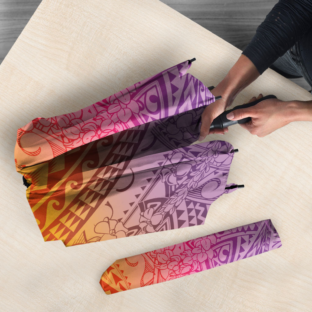 Hawaiian Turtles and Leis Umbrella Tribal Kakau Pattern Magical Rainbow Sky LT03 - Polynesian Pride
