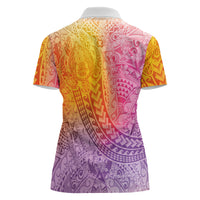 Hawaiian Turtles and Leis Women Polo Shirt Tribal Kakau Pattern Magical Rainbow Sky LT03 - Polynesian Pride
