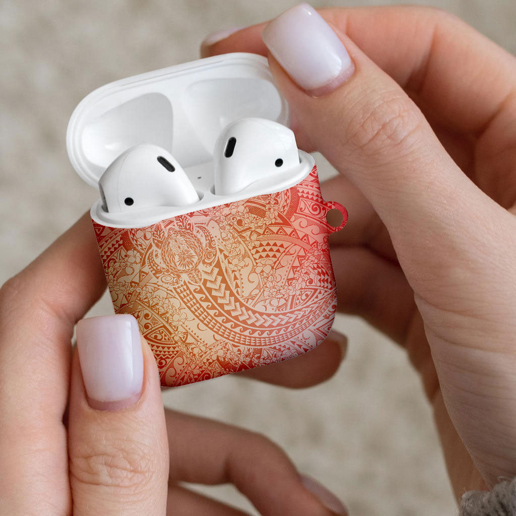 Hawaiian Turtles and Leis AirPods Case Tribal Kakau Pattern Peach Fuzz Color LT03 - Polynesian Pride