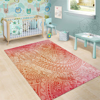 Hawaiian Turtles and Leis Area Rug Tribal Kakau Pattern Peach Fuzz Color LT03 - Polynesian Pride
