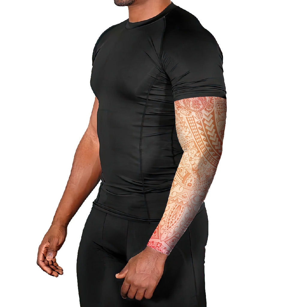 Hawaiian Turtles and Leis Arm Sleeves Tribal Kakau Pattern Peach Fuzz Color LT03 - Polynesian Pride