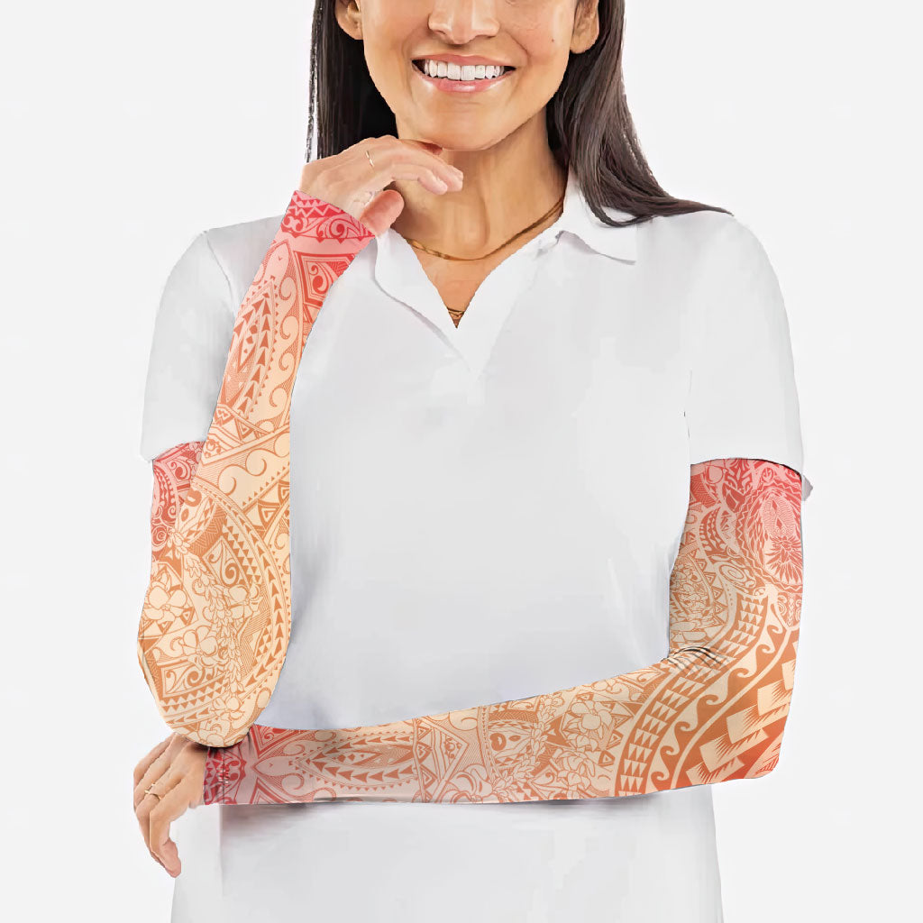 Hawaiian Turtles and Leis Arm Sleeves Tribal Kakau Pattern Peach Fuzz Color LT03 - Polynesian Pride