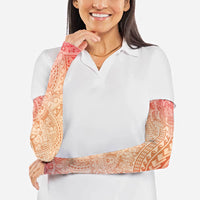 Hawaiian Turtles and Leis Arm Sleeves Tribal Kakau Pattern Peach Fuzz Color LT03 - Polynesian Pride