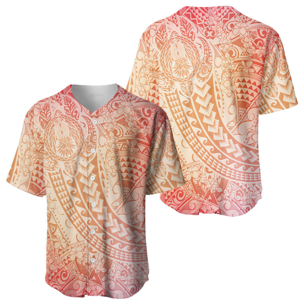Hawaiian Turtles and Leis Baseball Jersey Tribal Kakau Pattern Peach Fuzz Color LT03 - Polynesian Pride