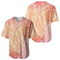Hawaiian Turtles and Leis Baseball Jersey Tribal Kakau Pattern Peach Fuzz Color LT03 - Polynesian Pride