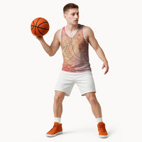 Hawaiian Turtles and Leis Basketball Jersey Tribal Kakau Pattern Peach Fuzz Color LT03 - Polynesian Pride