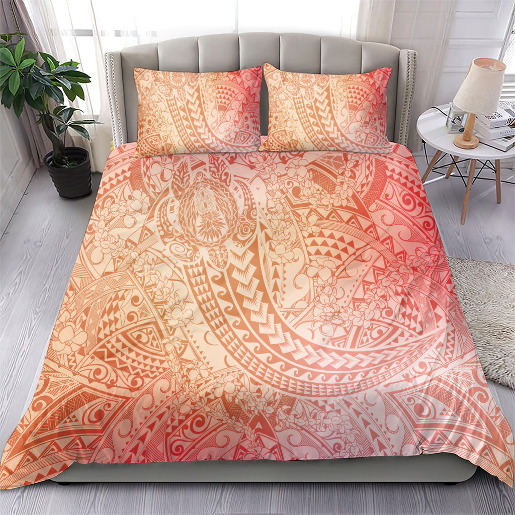 Hawaiian Turtles and Leis Bedding Set Tribal Kakau Pattern Peach Fuzz Color LT03 - Polynesian Pride