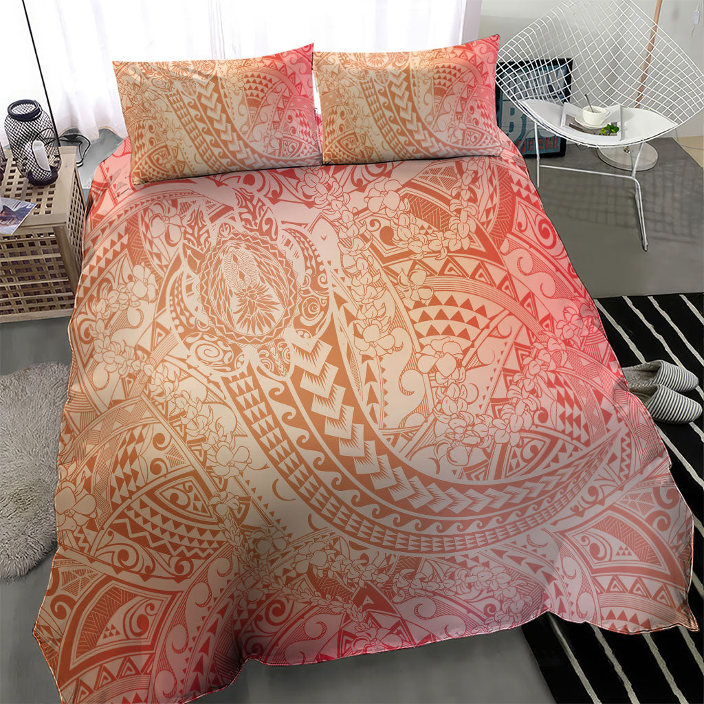 Hawaiian Turtles and Leis Bedding Set Tribal Kakau Pattern Peach Fuzz Color LT03 - Polynesian Pride