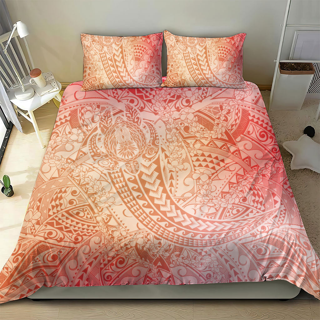 Hawaiian Turtles and Leis Bedding Set Tribal Kakau Pattern Peach Fuzz Color LT03 - Polynesian Pride