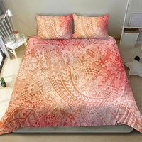 Hawaiian Turtles and Leis Bedding Set Tribal Kakau Pattern Peach Fuzz Color LT03 - Polynesian Pride