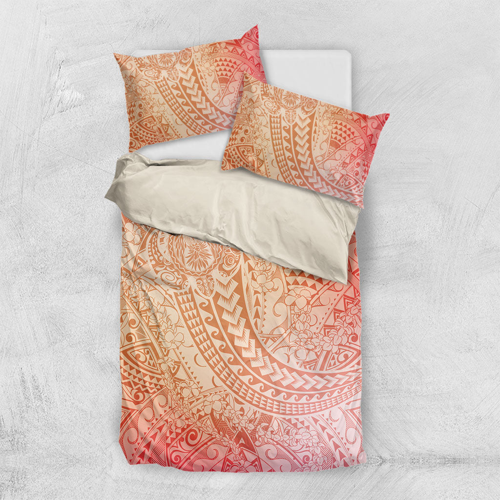 Hawaiian Turtles and Leis Bedding Set Tribal Kakau Pattern Peach Fuzz Color LT03 US Twin 172cm x 218cm Peach Fuzz - Polynesian Pride