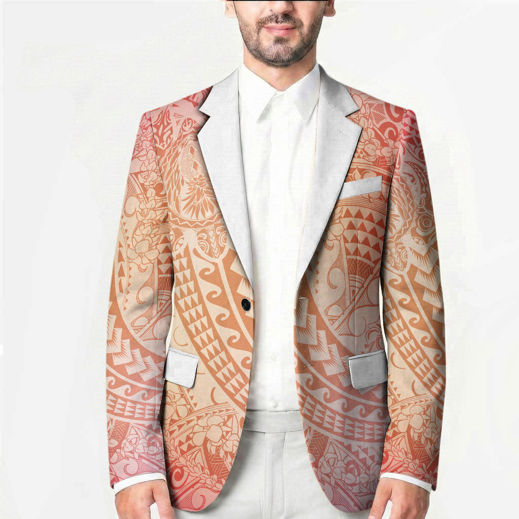Hawaiian Turtles and Leis Blazer Tribal Kakau Pattern Peach Fuzz Color LT03 - Polynesian Pride