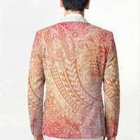 Hawaiian Turtles and Leis Blazer Tribal Kakau Pattern Peach Fuzz Color LT03 - Polynesian Pride