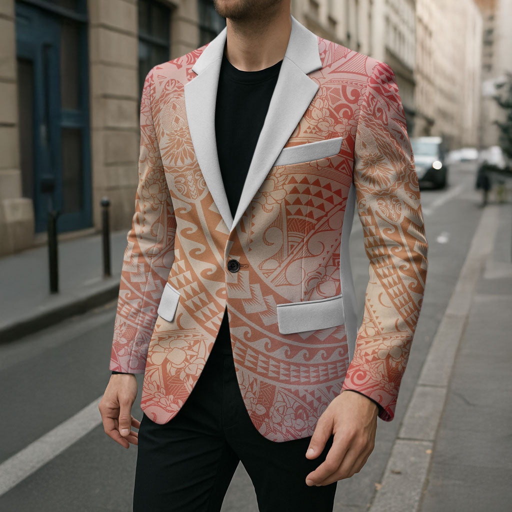 Hawaiian Turtles and Leis Blazer Tribal Kakau Pattern Peach Fuzz Color LT03 - Polynesian Pride