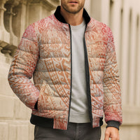 Hawaiian Turtles and Leis Bomber Puffer Jacket Tribal Kakau Pattern Peach Fuzz Color LT03 - Polynesian Pride