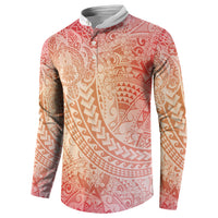 Hawaiian Turtles and Leis Button Sweatshirt Tribal Kakau Pattern Peach Fuzz Color LT03 - Polynesian Pride