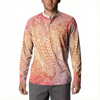 Hawaiian Turtles and Leis Button Sweatshirt Tribal Kakau Pattern Peach Fuzz Color LT03 - Polynesian Pride