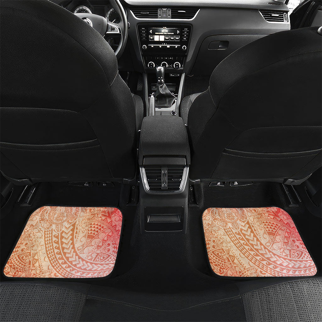 Hawaiian Turtles and Leis Car Mats Tribal Kakau Pattern Peach Fuzz Color LT03 Set 2pcs - Back Peach Fuzz - Polynesian Pride