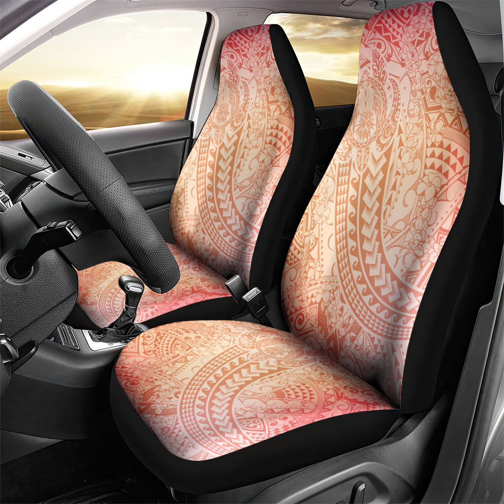 Hawaiian Turtles and Leis Car Seat Cover Tribal Kakau Pattern Peach Fuzz Color LT03 - Polynesian Pride