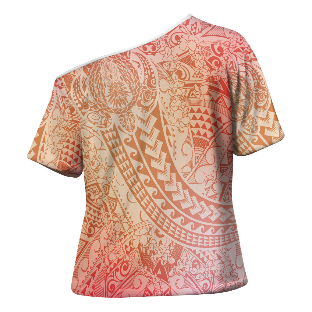 Hawaiian Turtles and Leis Cross Shoulder Shirt Tribal Kakau Pattern Peach Fuzz Color LT03 - Polynesian Pride