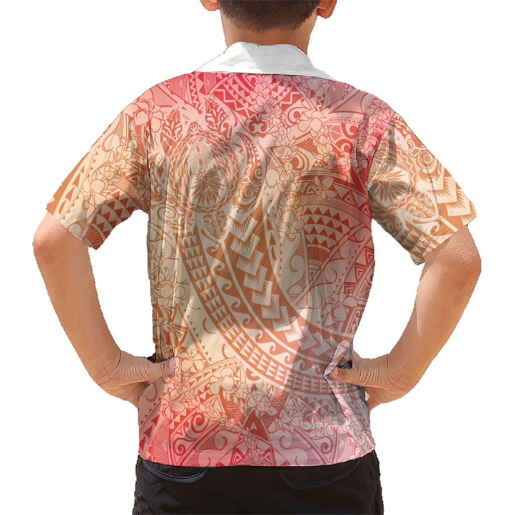 Hawaiian Turtles and Leis Family Matching Mermaid Dress and Hawaiian Shirt Tribal Kakau Pattern Peach Fuzz Color LT03 - Polynesian Pride
