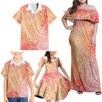 Hawaiian Turtles and Leis Family Matching Off Shoulder Maxi Dress and Hawaiian Shirt Tribal Kakau Pattern Peach Fuzz Color LT03 - Polynesian Pride