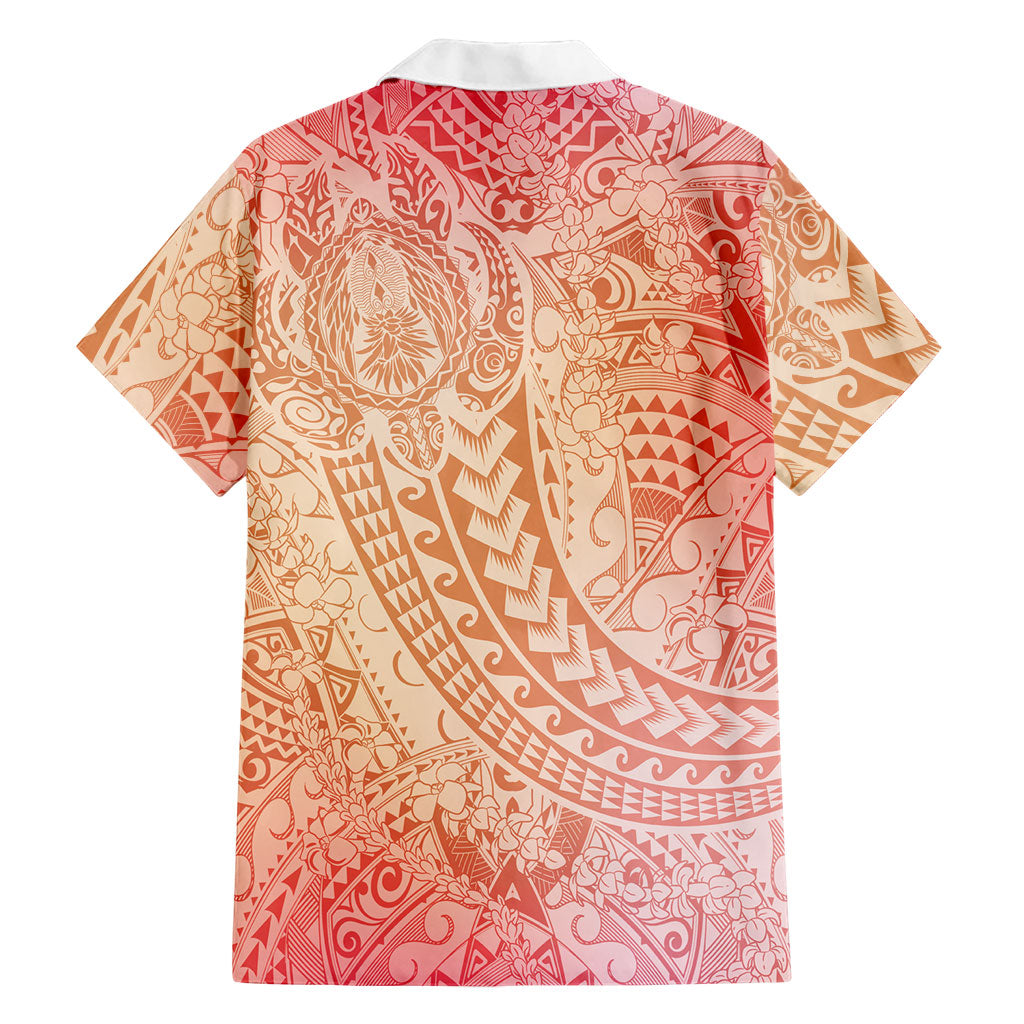 Hawaiian Turtles and Leis Family Matching Short Sleeve Bodycon Dress and Hawaiian Shirt Tribal Kakau Pattern Peach Fuzz Color LT03 - Polynesian Pride