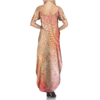 Hawaiian Turtles and Leis Family Matching Summer Maxi Dress and Hawaiian Shirt Tribal Kakau Pattern Peach Fuzz Color LT03 - Polynesian Pride